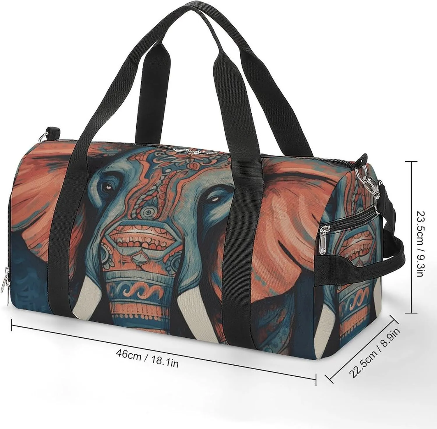 Gym Bags Small Abstract Elephant Duffel Bag Overnight Bag with Shoe Compartment Carryon Bag for Men Women