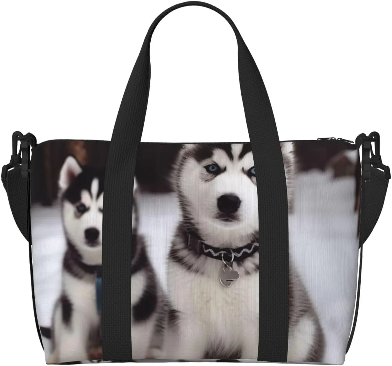 Gym Bags Small Adorable Huskies Duffel Bag Overnight Bag with Shoe Compartment Carryon Bag for Men Women