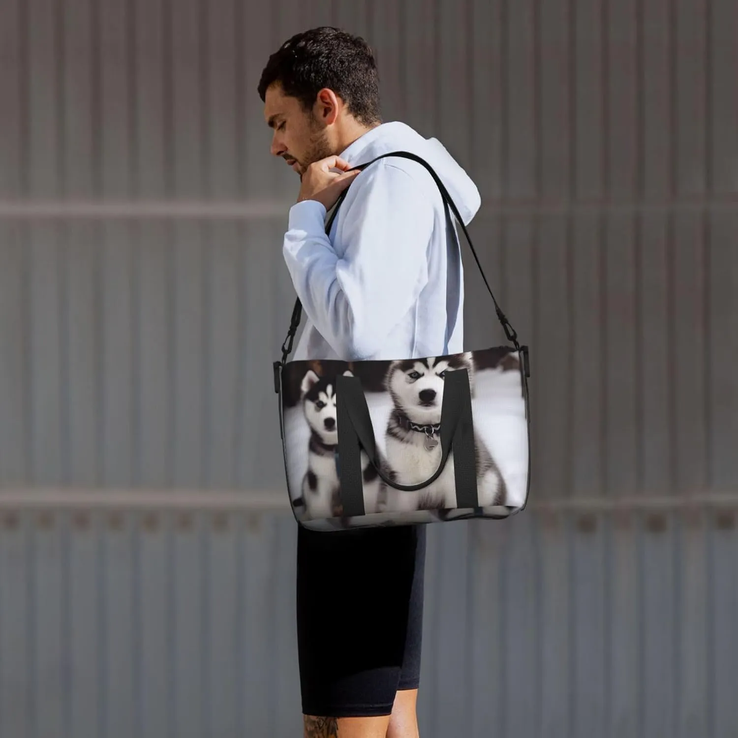 Gym Bags Small Adorable Huskies Duffel Bag Overnight Bag with Shoe Compartment Carryon Bag for Men Women