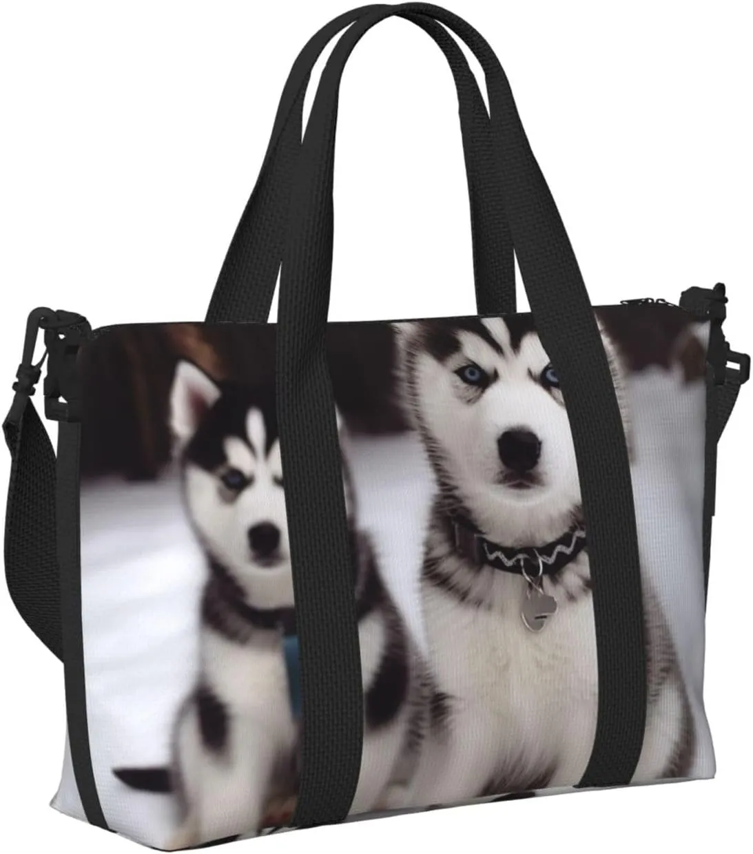 Gym Bags Small Adorable Huskies Duffel Bag Overnight Bag with Shoe Compartment Carryon Bag for Men Women