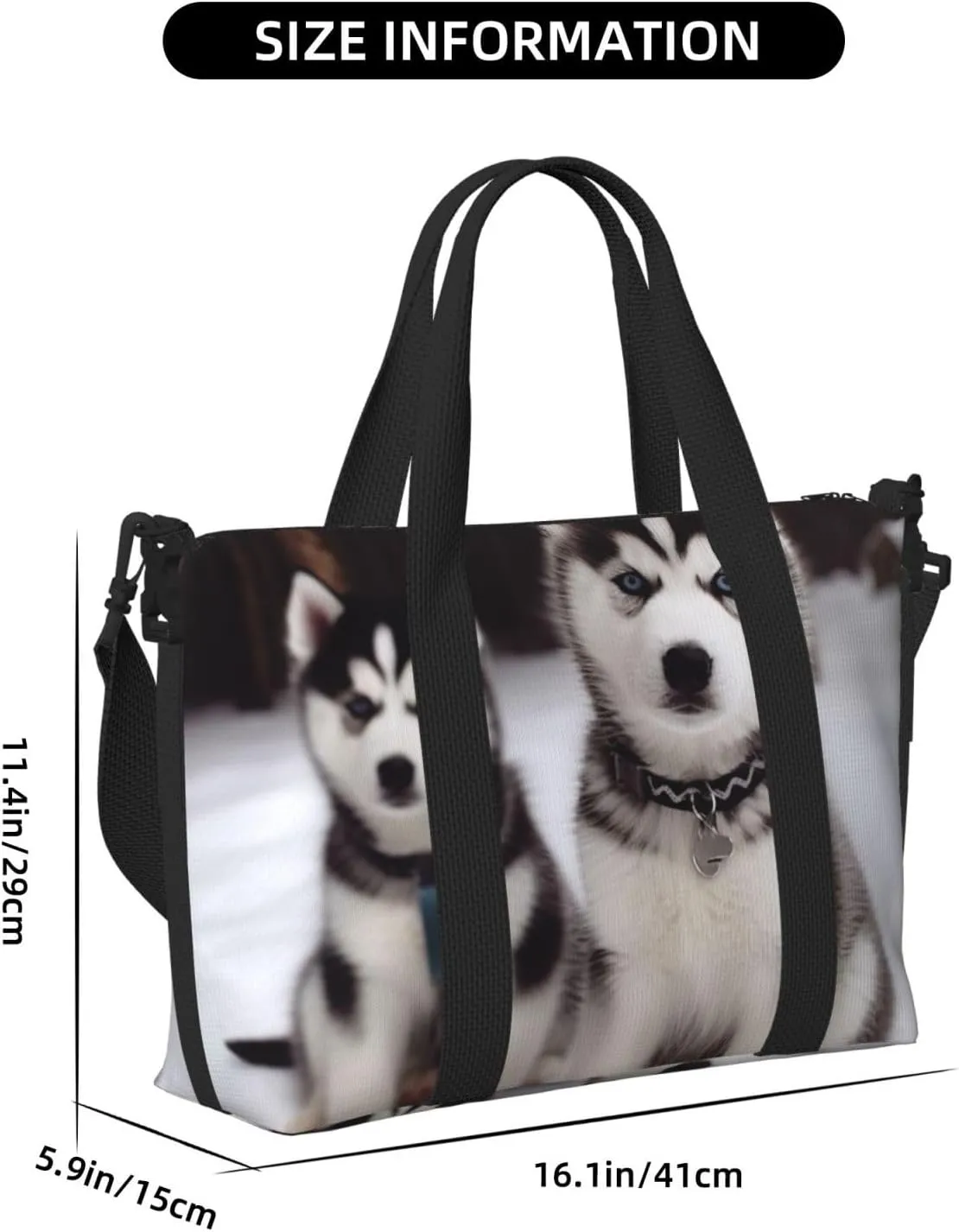 Gym Bags Small Adorable Huskies Duffel Bag Overnight Bag with Shoe Compartment Carryon Bag for Men Women