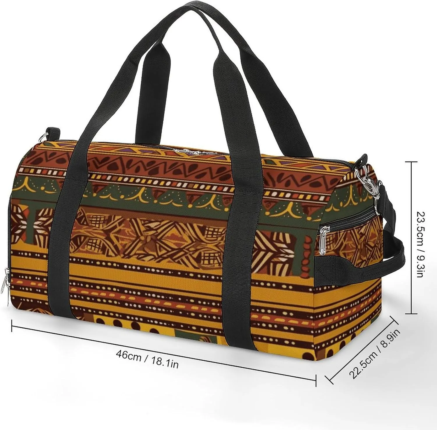 Gym Bags Small African National Patterns Duffel Bag Overnight Bag with Shoe Compartment Carryon Bag for Men Women