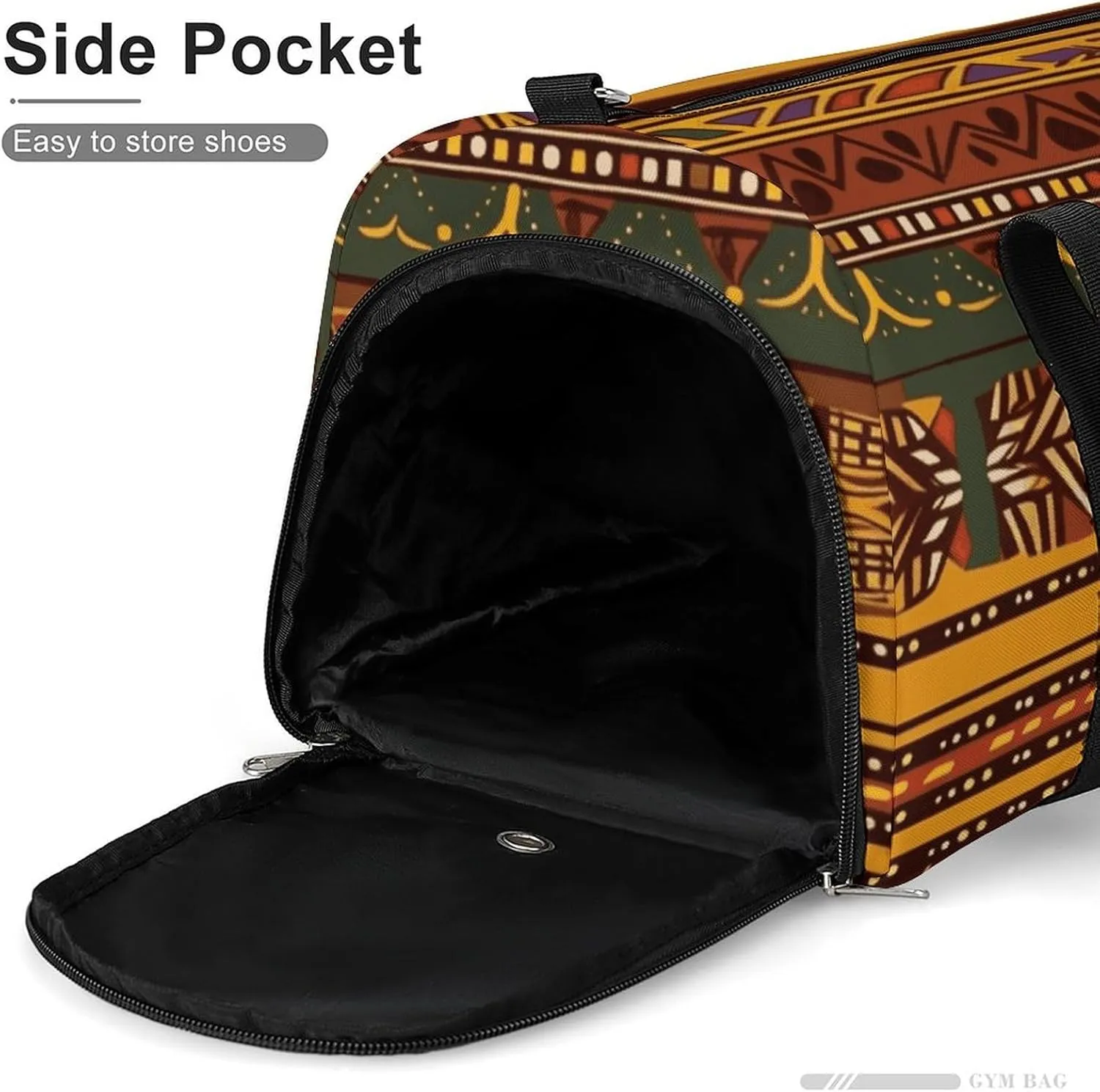 Gym Bags Small African National Patterns Duffel Bag Overnight Bag with Shoe Compartment Carryon Bag for Men Women