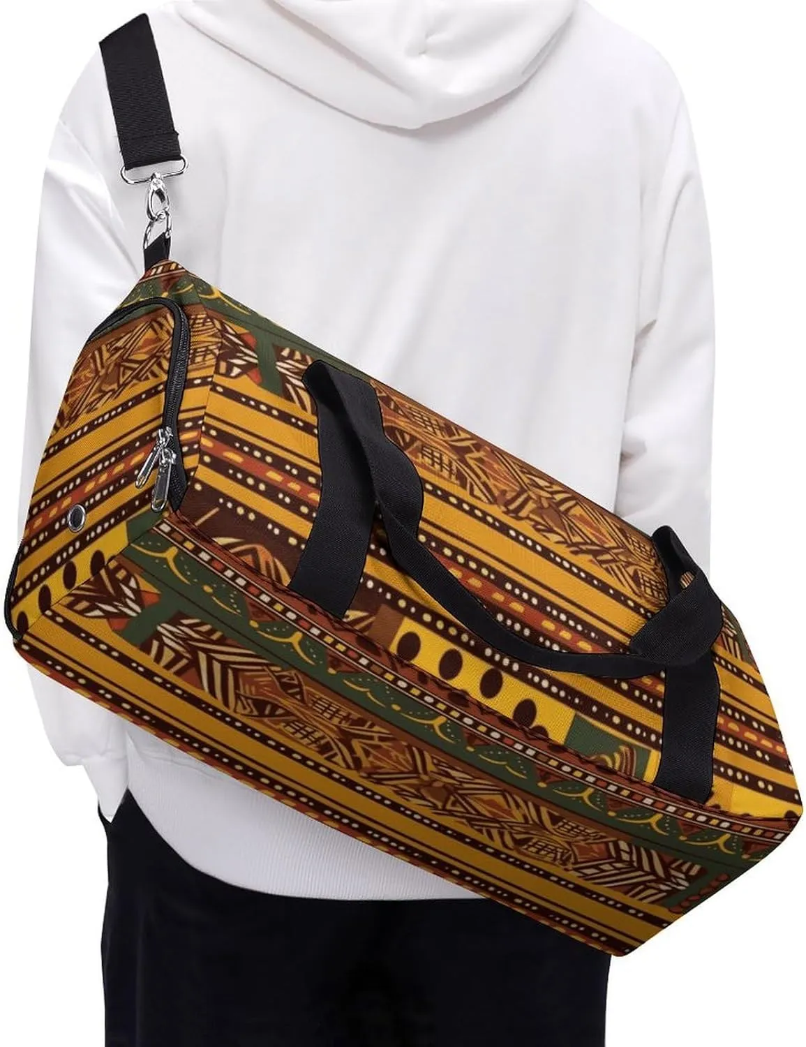 Gym Bags Small African National Patterns Duffel Bag Overnight Bag with Shoe Compartment Carryon Bag for Men Women