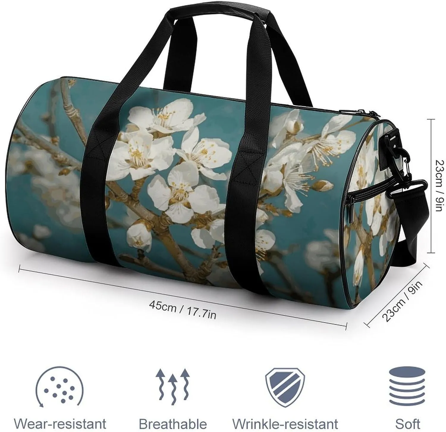 Gym Bags Small Almond Blossom Duffel Bag Overnight Bag with Shoe Compartment Carryon Bag for Men Women