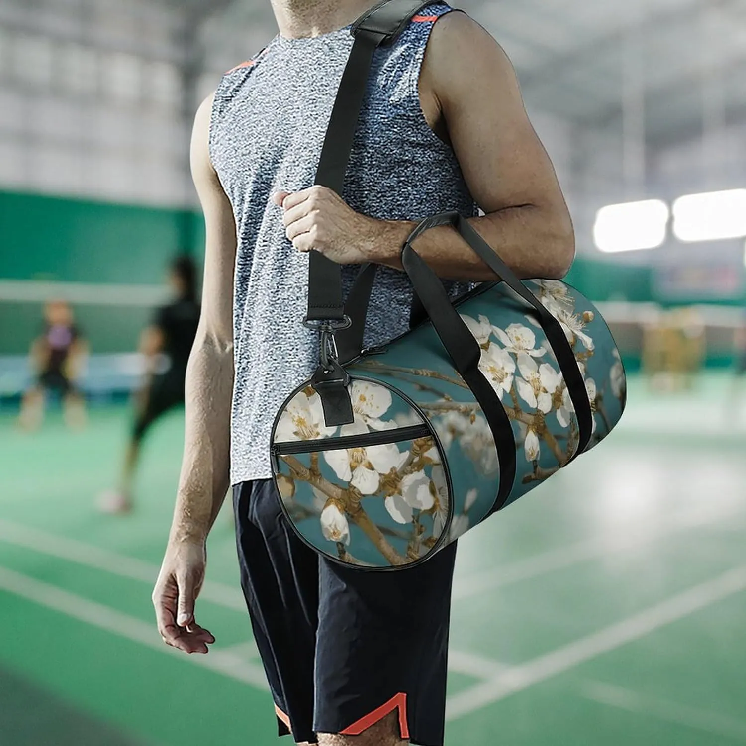 Gym Bags Small Almond Blossom Duffel Bag Overnight Bag with Shoe Compartment Carryon Bag for Men Women