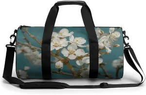 Gym Bags Small Almond Blossom Duffel Bag Overnight Bag with Shoe Compartment Carryon Bag for Men Women