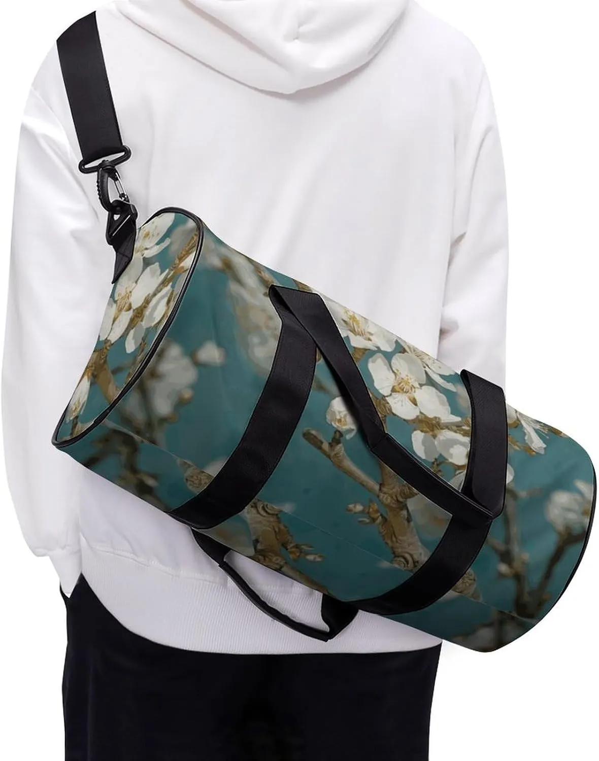 Gym Bags Small Almond Blossom Duffel Bag Overnight Bag with Shoe Compartment Carryon Bag for Men Women