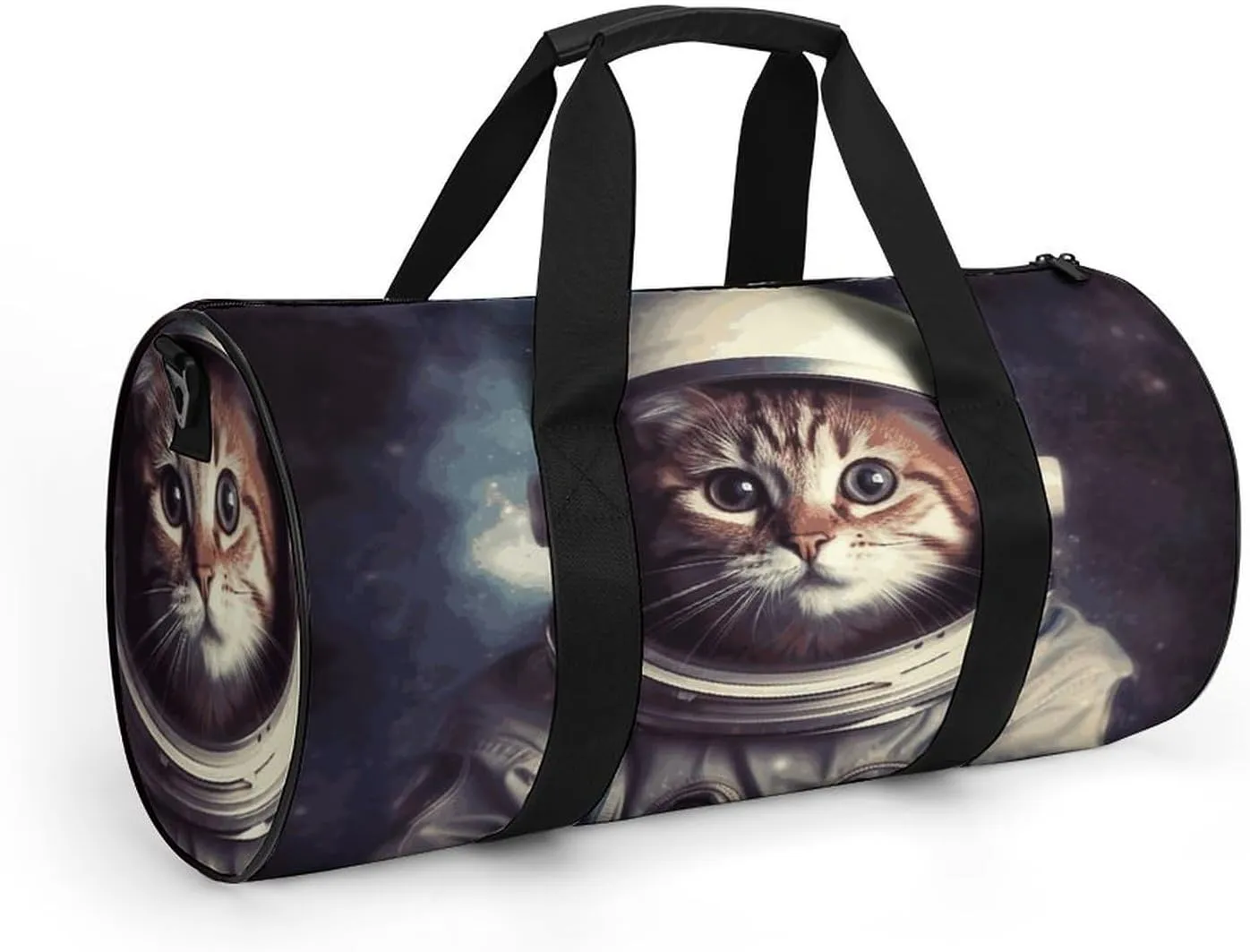 Gym Bags Small Animal Cat Astronaut Duffel Bag Overnight Bag with Shoe Compartment Carryon Bag for Men Women