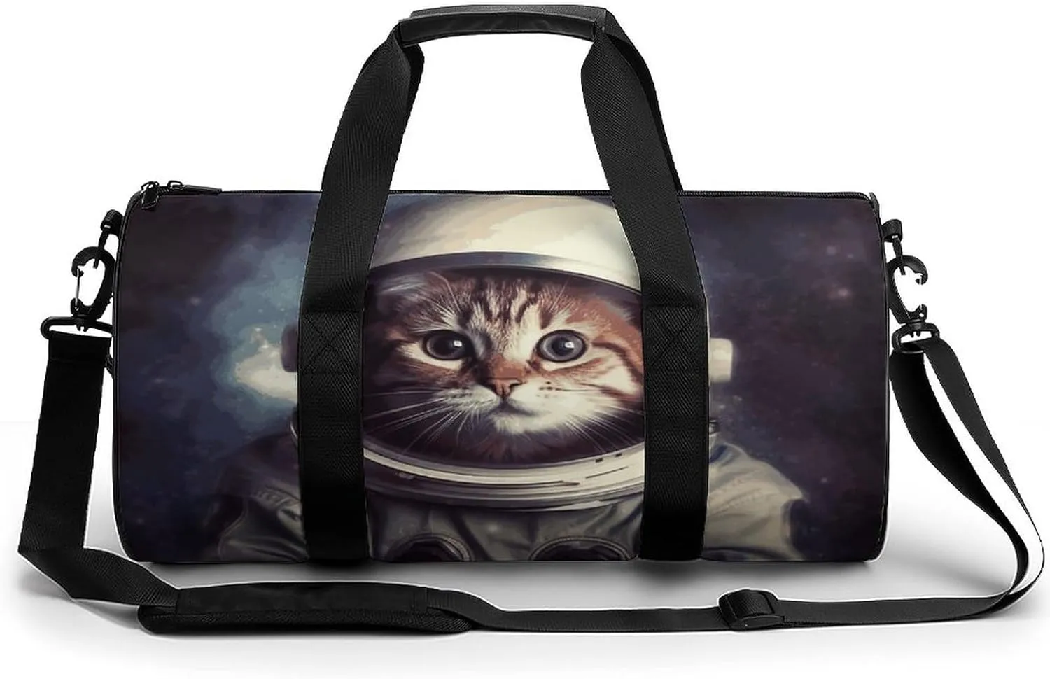 Gym Bags Small Animal Cat Astronaut Duffel Bag Overnight Bag with Shoe Compartment Carryon Bag for Men Women