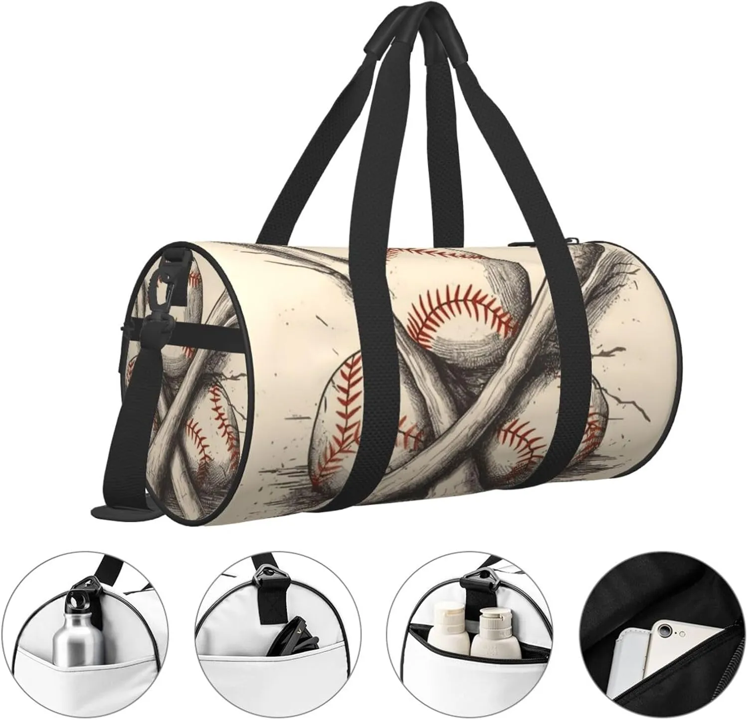 Gym Bags Small Baseball Bats and Ball Duffel Bag Overnight Bag with Shoe Compartment Carryon Bag for Men Women