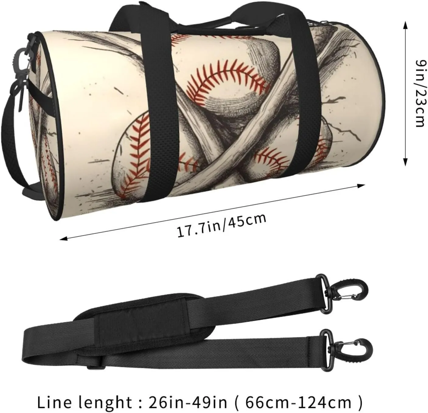 Gym Bags Small Baseball Bats and Ball Duffel Bag Overnight Bag with Shoe Compartment Carryon Bag for Men Women