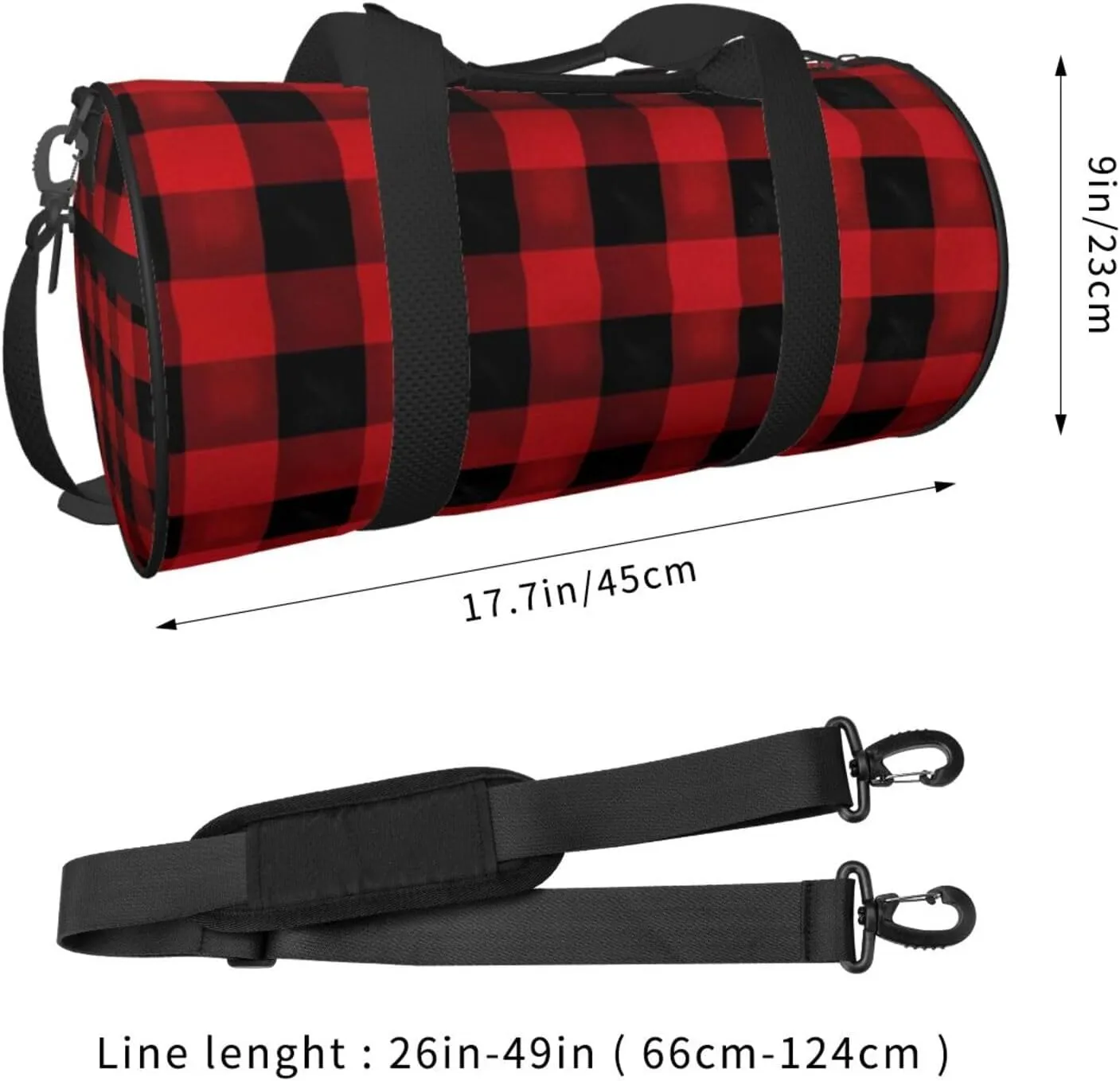 Gym Bags Small Buffalo Check Plaid Pattern Duffel Bag Overnight Bag with Shoe Compartment Carryon Bag for Men Women