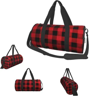 Gym Bags Small Buffalo Check Plaid Pattern Duffel Bag Overnight Bag with Shoe Compartment Carryon Bag for Men Women