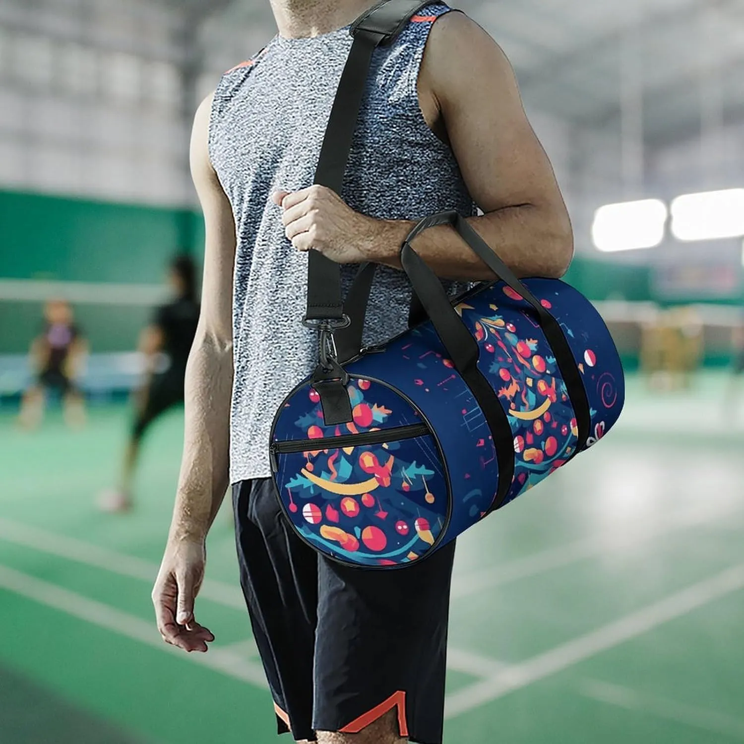 Gym Bags Small Cartoon Christmas Tree Duffel Bag Overnight Bag with Shoe Compartment Carryon Bag for Men Women