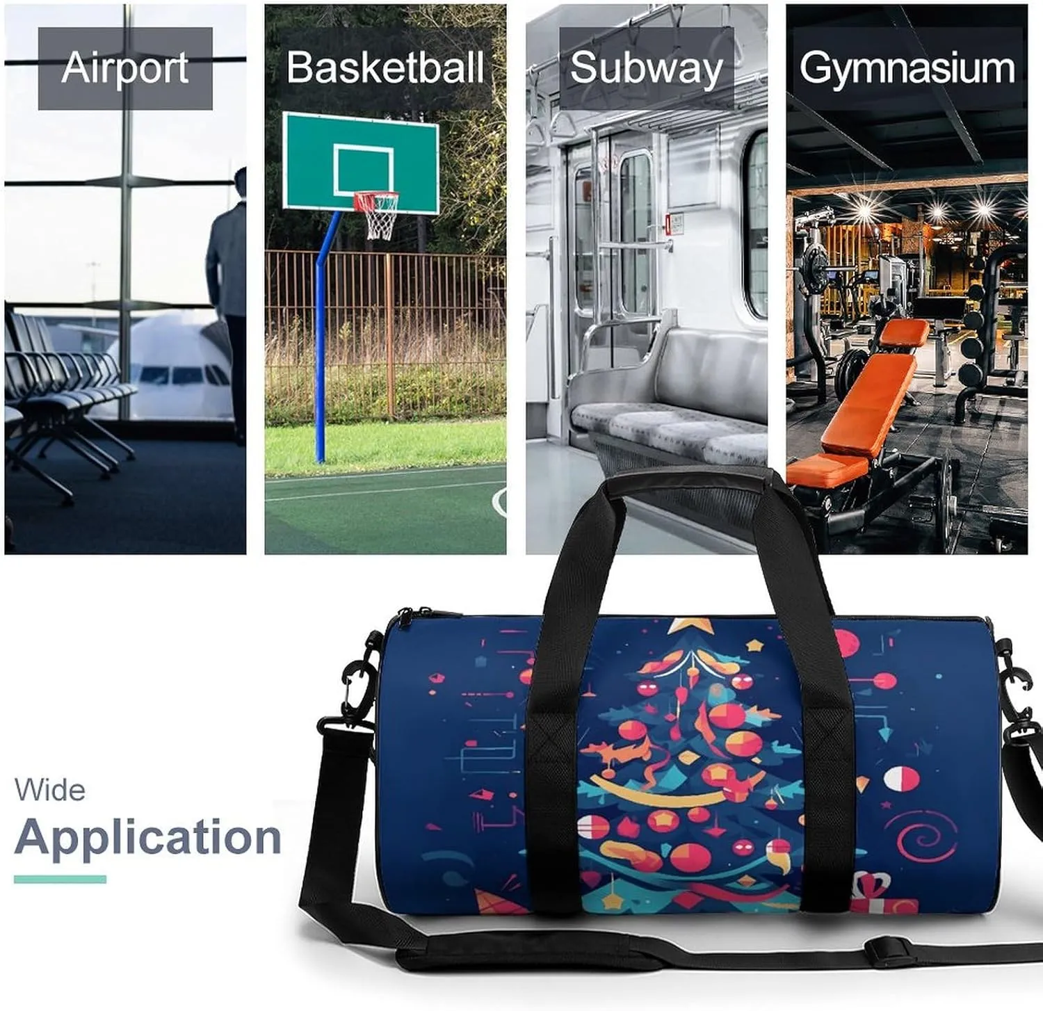 Gym Bags Small Cartoon Christmas Tree Duffel Bag Overnight Bag with Shoe Compartment Carryon Bag for Men Women