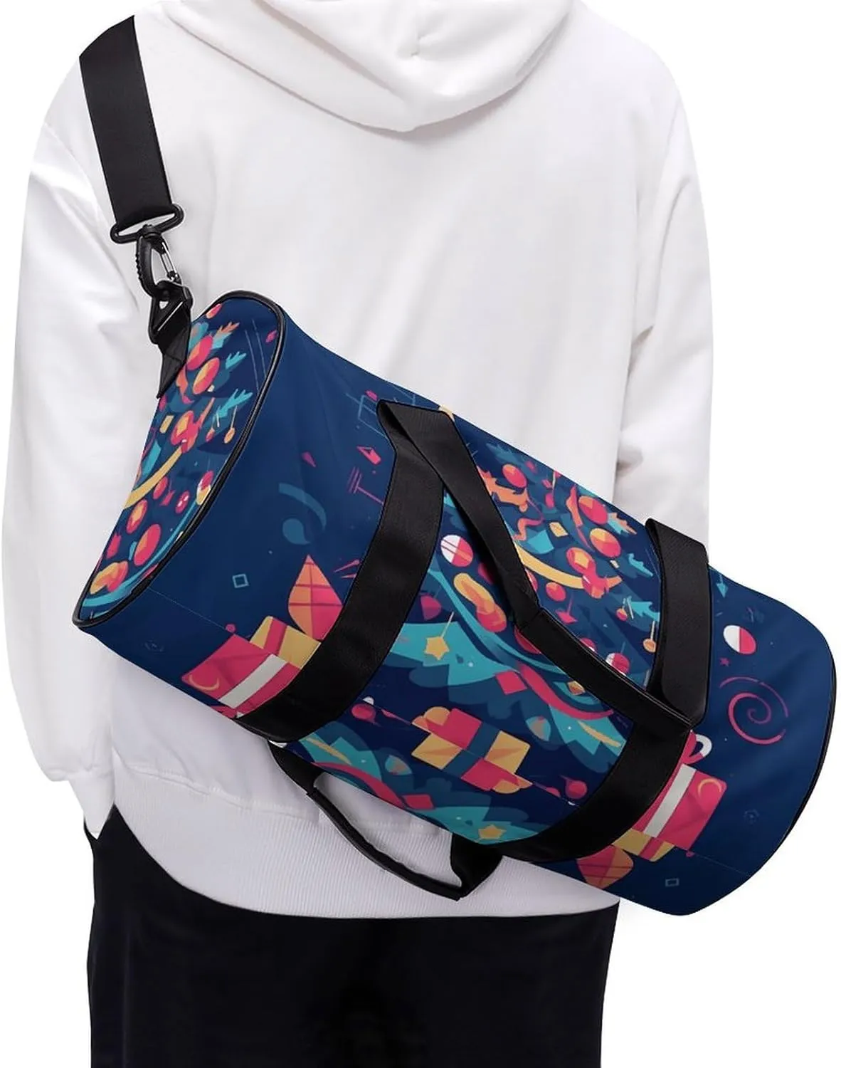 Gym Bags Small Cartoon Christmas Tree Duffel Bag Overnight Bag with Shoe Compartment Carryon Bag for Men Women