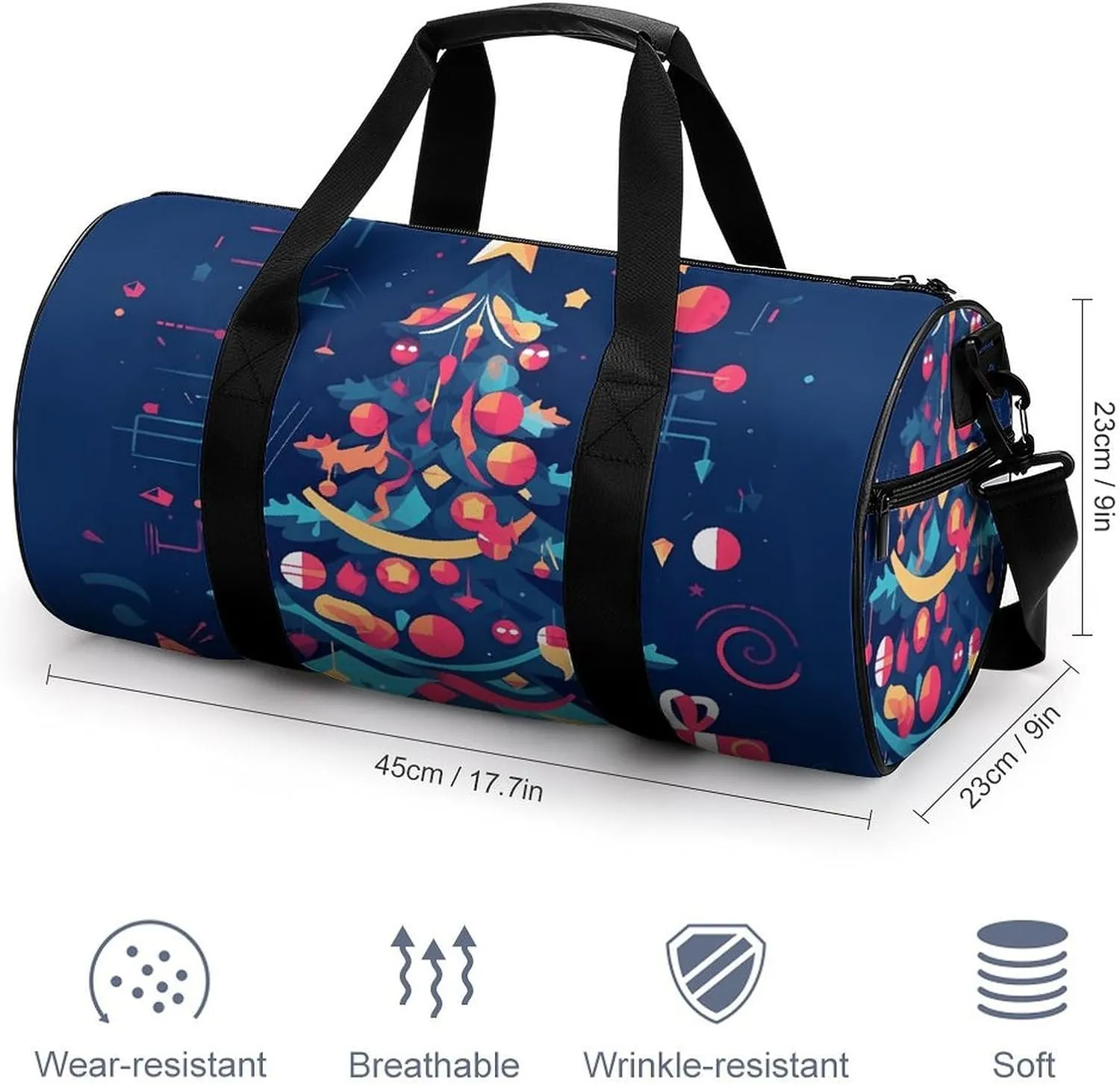 Gym Bags Small Cartoon Christmas Tree Duffel Bag Overnight Bag with Shoe Compartment Carryon Bag for Men Women