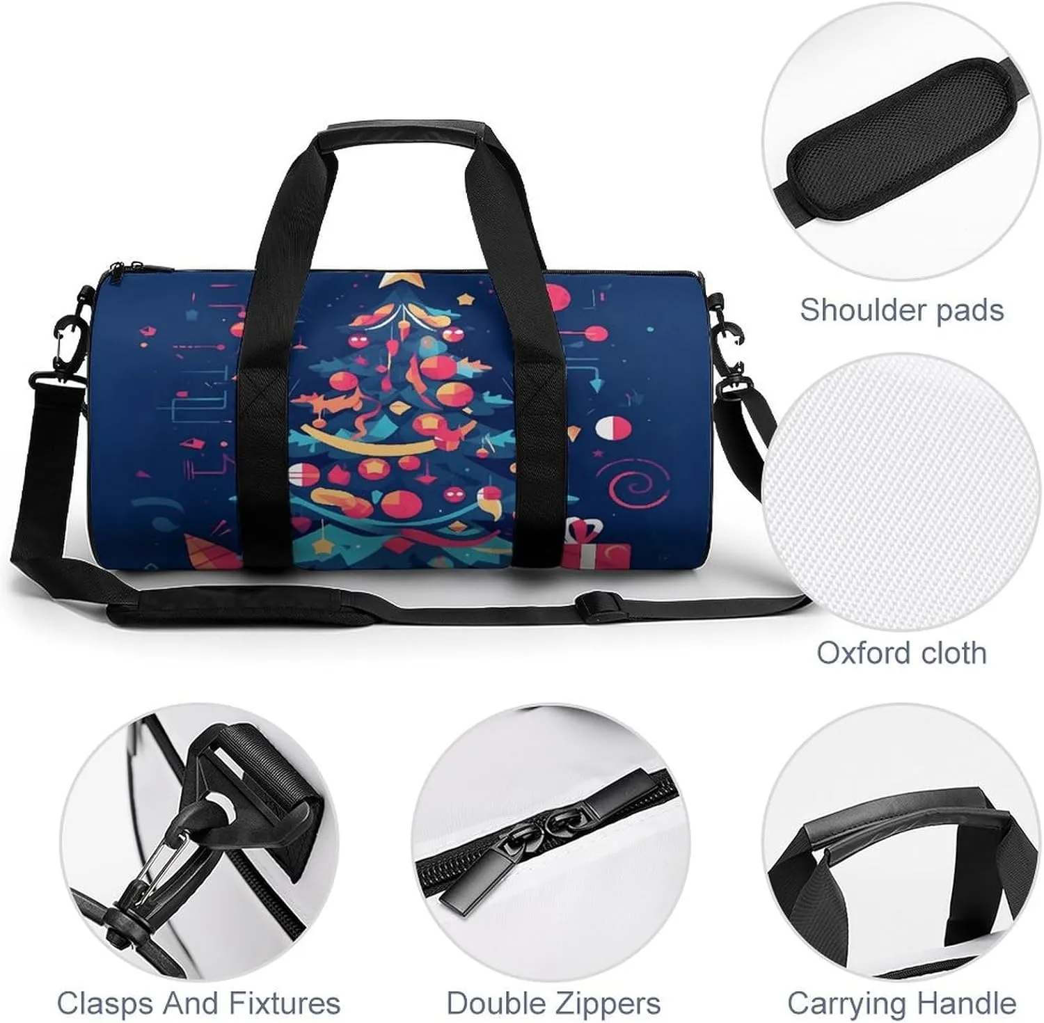 Gym Bags Small Cartoon Christmas Tree Duffel Bag Overnight Bag with Shoe Compartment Carryon Bag for Men Women