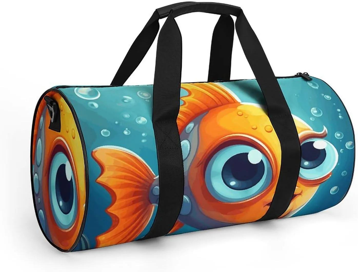 Gym Bags Small Cartoon Little Fish Duffel Bag Overnight Bag with Shoe Compartment Carryon Bag for Men Women