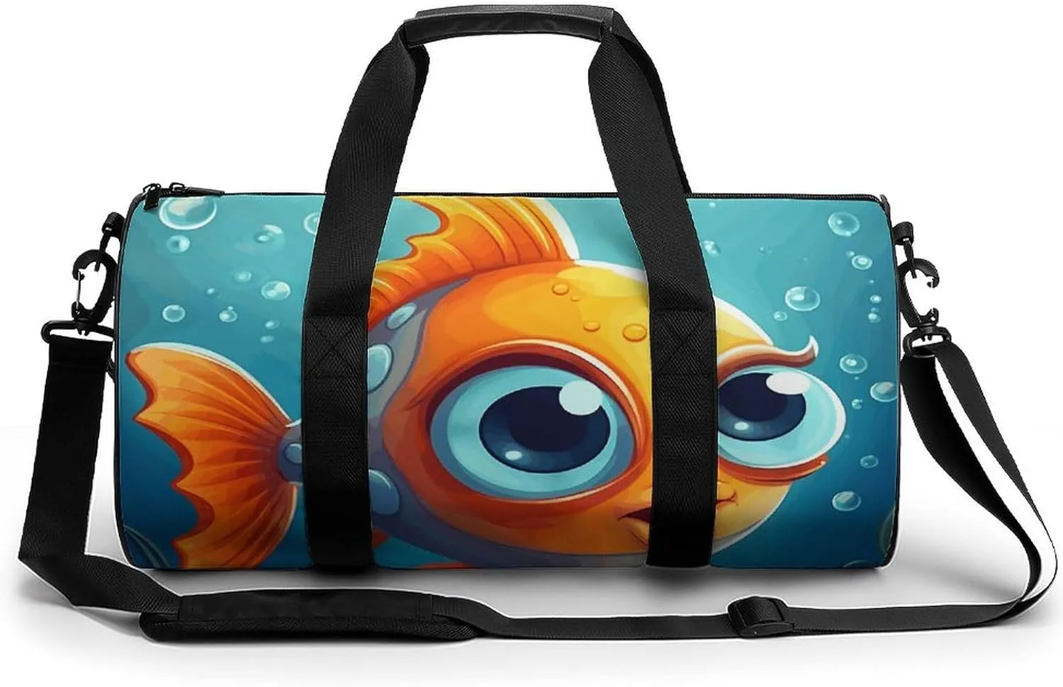 Gym Bags Small Cartoon Little Fish Duffel Bag Overnight Bag with Shoe Compartment Carryon Bag for Men Women