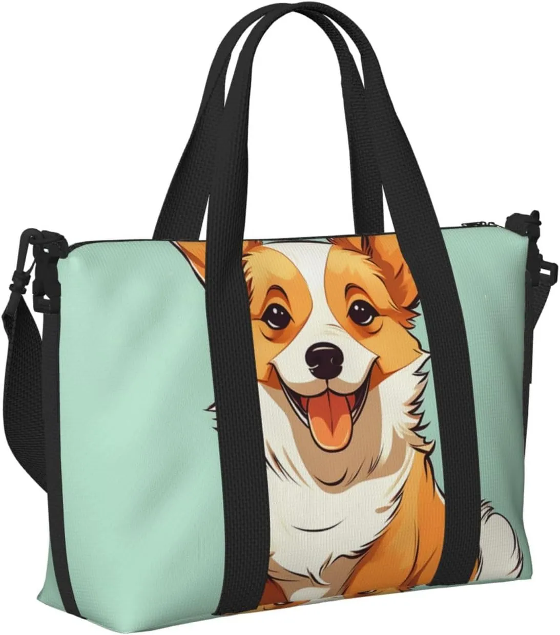 Gym Bags Small Corgi Cute Dog Duffel Bag Overnight Bag with Shoe Compartment Carryon Bag for Men Women