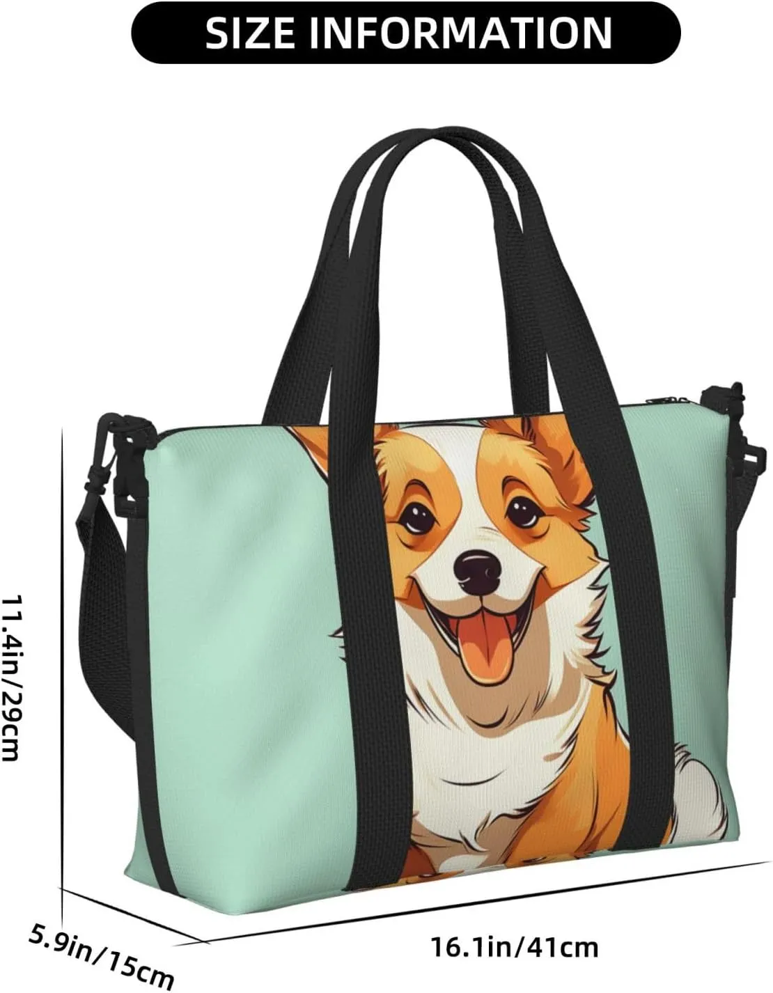 Gym Bags Small Corgi Cute Dog Duffel Bag Overnight Bag with Shoe Compartment Carryon Bag for Men Women