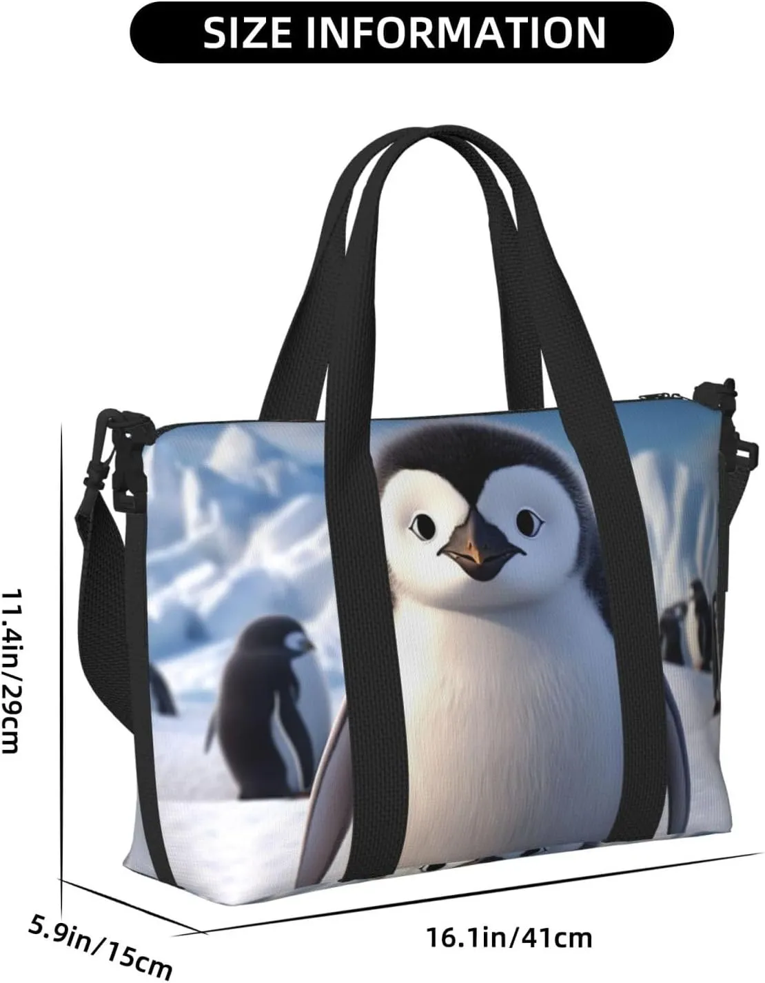 Gym Bags Small Cute Penguin Duffel Bag Overnight Bag with Shoe Compartment Carryon Bag for Men Women