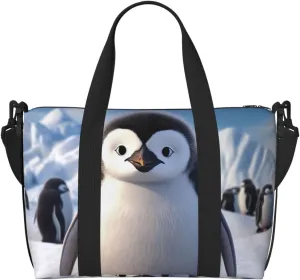 Gym Bags Small Cute Penguin Duffel Bag Overnight Bag with Shoe Compartment Carryon Bag for Men Women