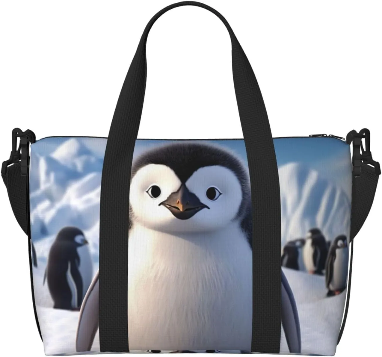 Gym Bags Small Cute Penguin Duffel Bag Overnight Bag with Shoe Compartment Carryon Bag for Men Women