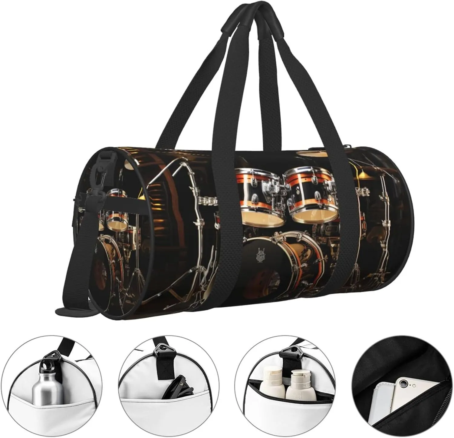 Gym Bags Small Drum Set Duffel Bag Overnight Bag with Shoe Compartment Carryon Bag for Men Women