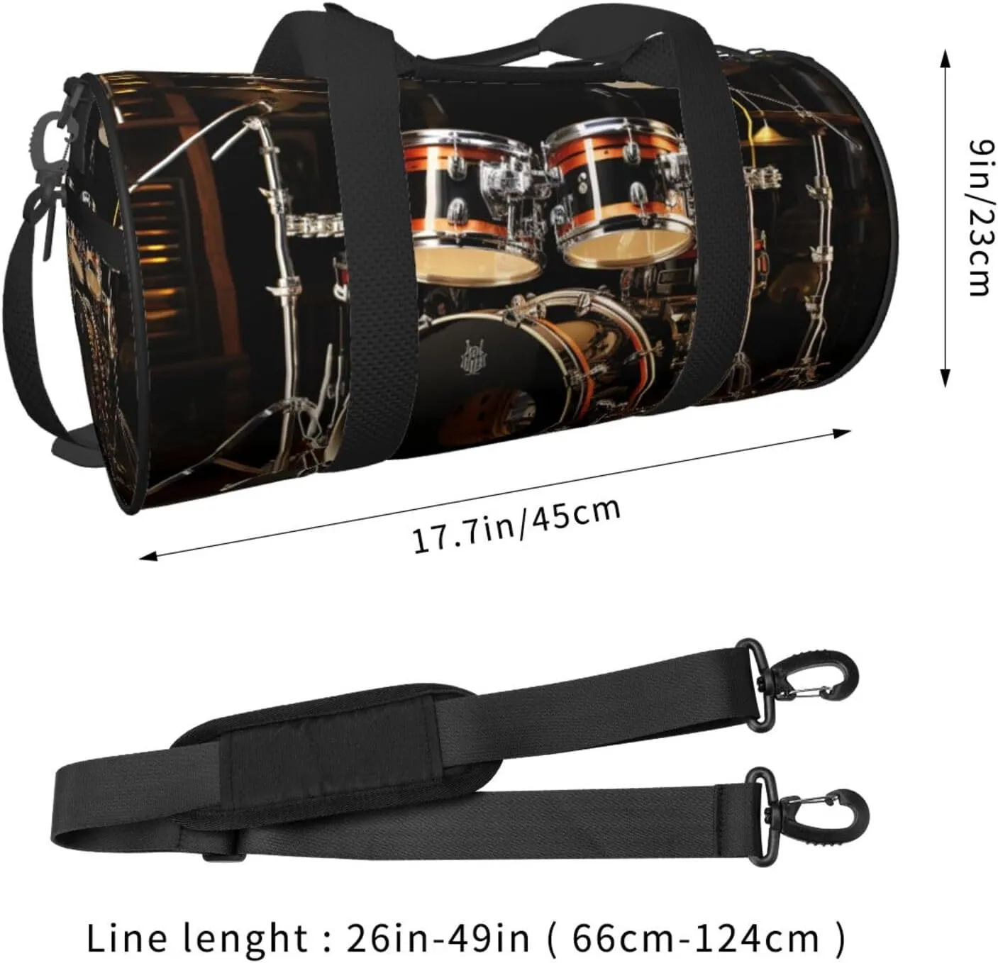 Gym Bags Small Drum Set Duffel Bag Overnight Bag with Shoe Compartment Carryon Bag for Men Women