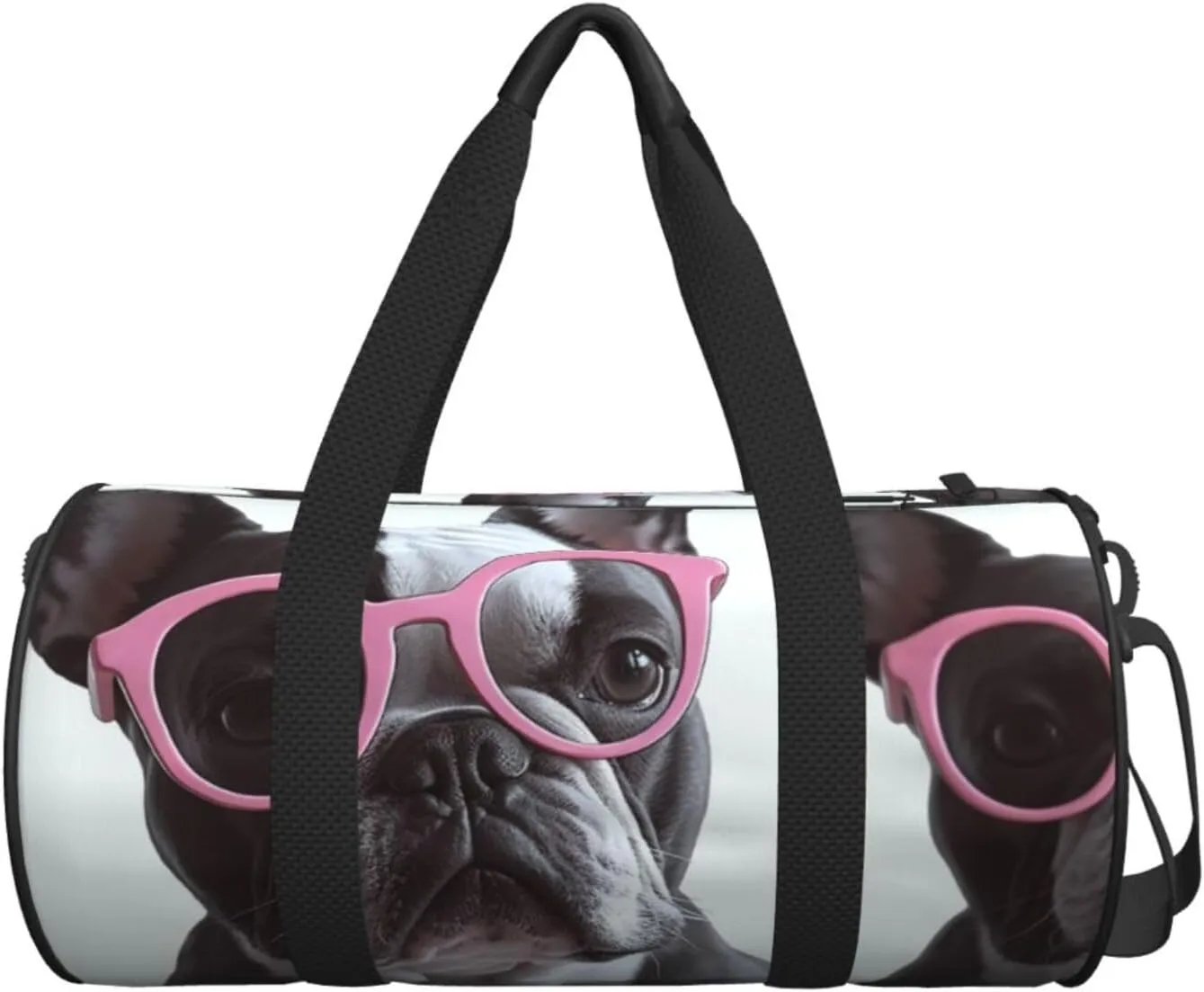 Gym Bags Small French Bulldog Glasses Duffel Bag Overnight Bag with Shoe Compartment Carryon Bag for Men Women
