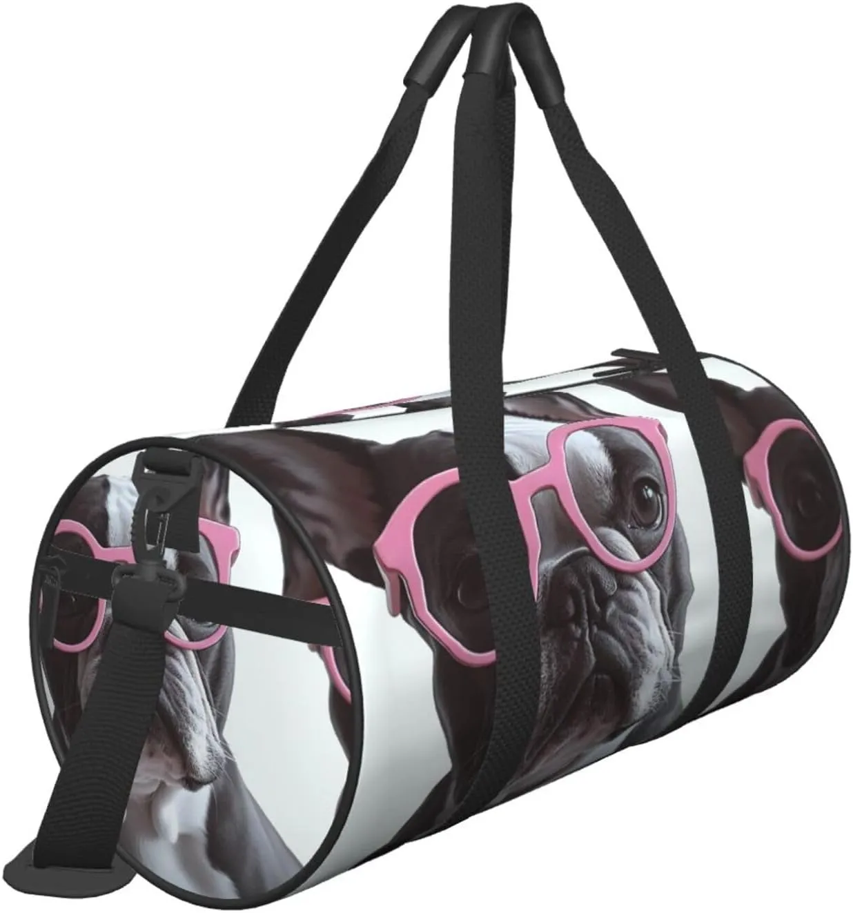 Gym Bags Small French Bulldog Glasses Duffel Bag Overnight Bag with Shoe Compartment Carryon Bag for Men Women