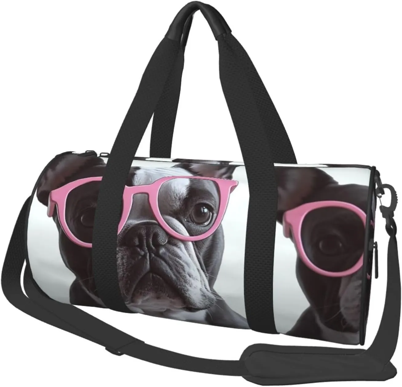 Gym Bags Small French Bulldog Glasses Duffel Bag Overnight Bag with Shoe Compartment Carryon Bag for Men Women