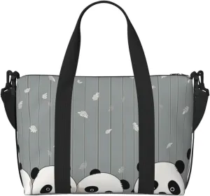 Gym Bags Small Funny Baby Panda Duffel Bag Overnight Bag with Shoe Compartment Carryon Bag for Men Women