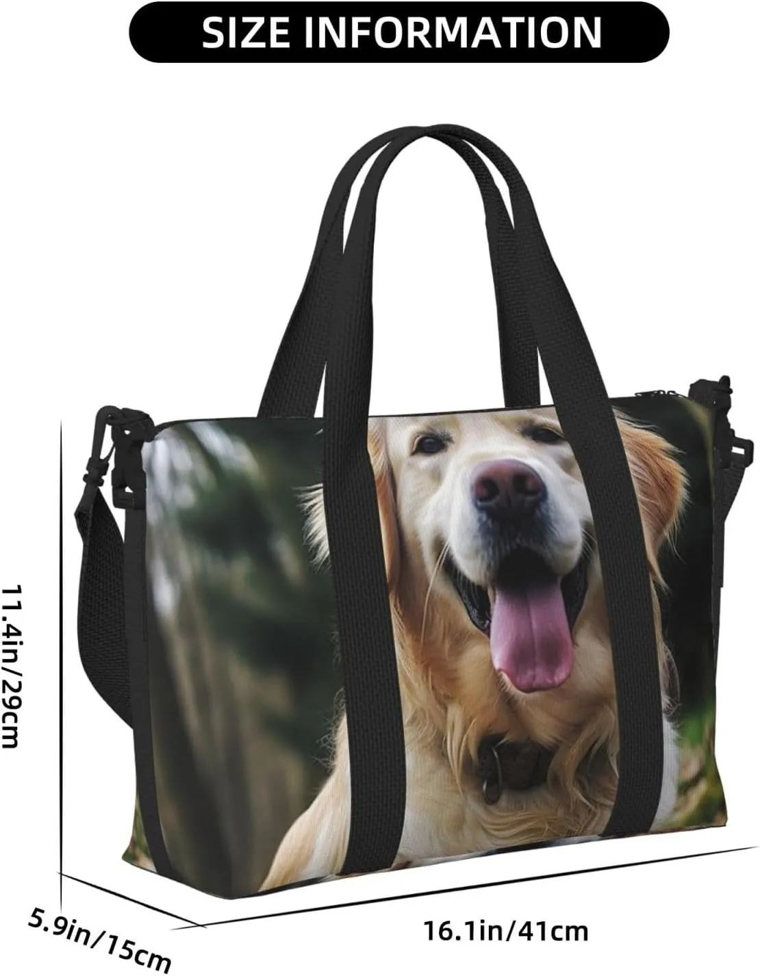 Gym Bags Small Funny Golden Retriever Duffel Bag Overnight Bag with Shoe Compartment Carryon Bag for Men Women