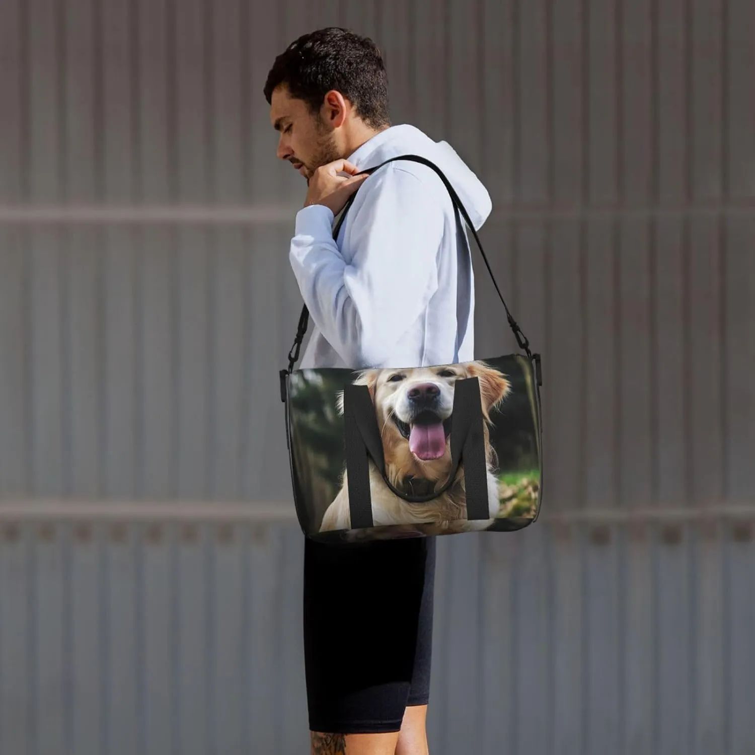 Gym Bags Small Funny Golden Retriever Duffel Bag Overnight Bag with Shoe Compartment Carryon Bag for Men Women