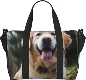 Gym Bags Small Funny Golden Retriever Duffel Bag Overnight Bag with Shoe Compartment Carryon Bag for Men Women