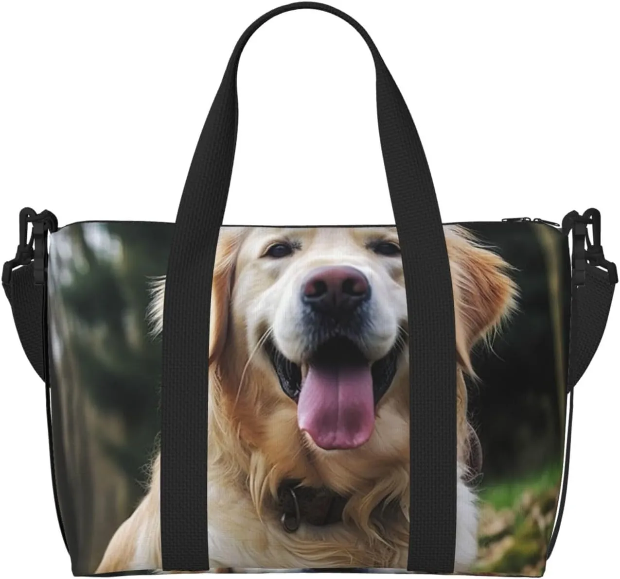 Gym Bags Small Funny Golden Retriever Duffel Bag Overnight Bag with Shoe Compartment Carryon Bag for Men Women