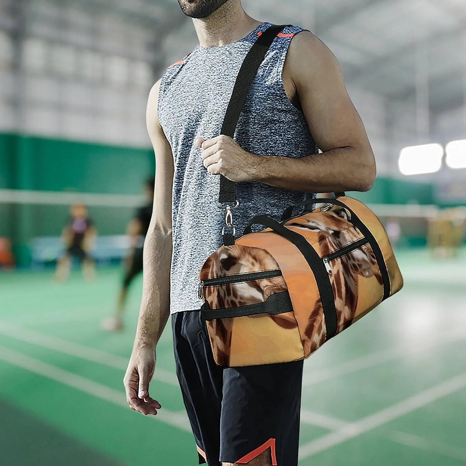 Gym Bags Small Giraffe Duffel Bag Overnight Bag with Shoe Compartment Carryon Bag for Men Women