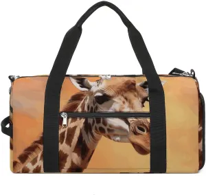 Gym Bags Small Giraffe Duffel Bag Overnight Bag with Shoe Compartment Carryon Bag for Men Women