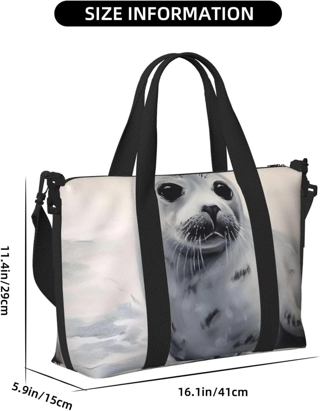 Gym Bags Small Harp Seal Painting Duffel Bag Overnight Bag with Shoe Compartment Carryon Bag for Men Women