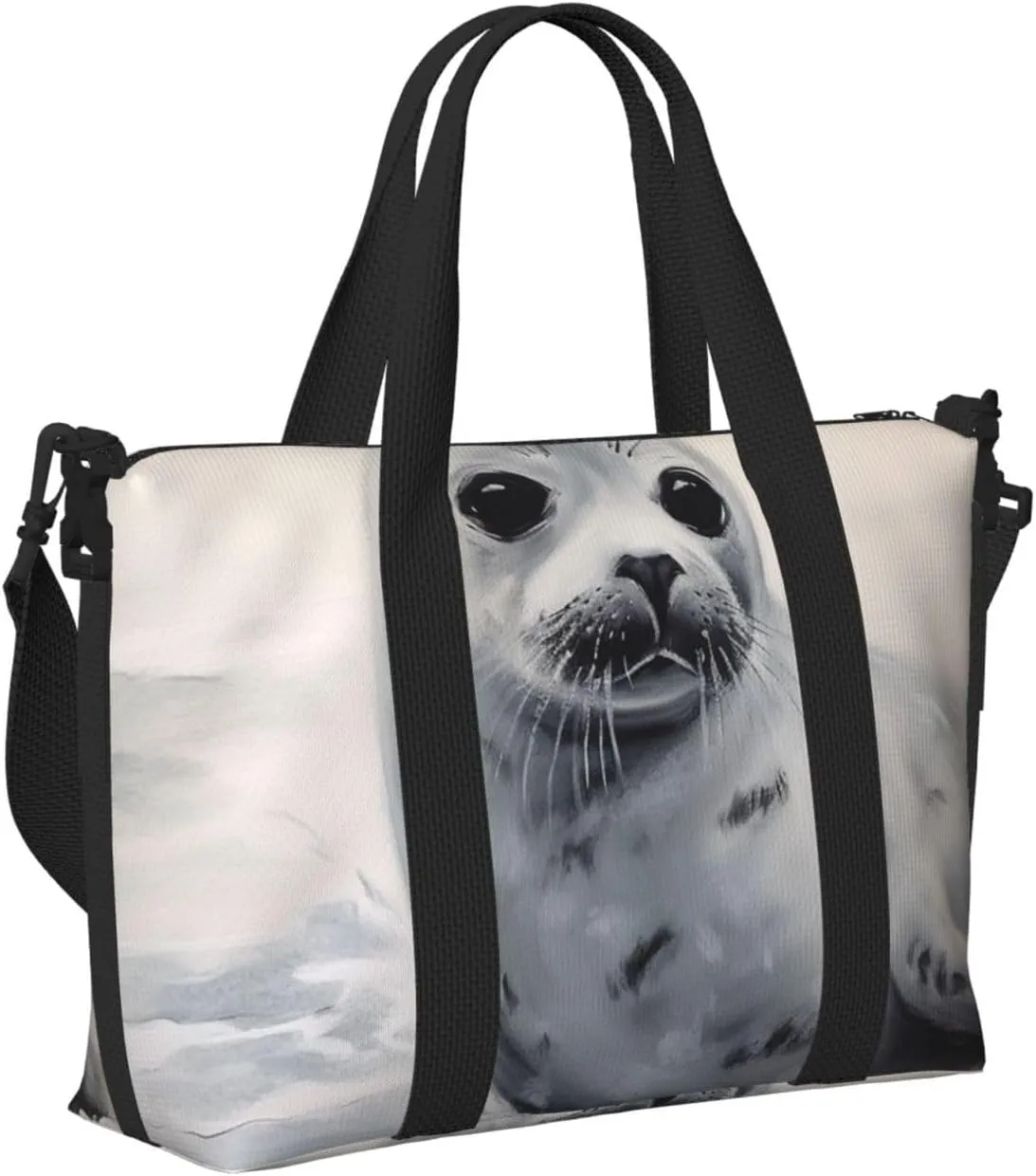 Gym Bags Small Harp Seal Painting Duffel Bag Overnight Bag with Shoe Compartment Carryon Bag for Men Women