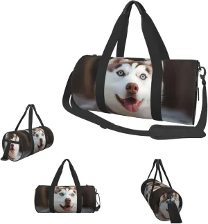 Gym Bags Small Husky Piquant Dog Duffel Bag Overnight Bag with Shoe Compartment Carryon Bag for Men Women