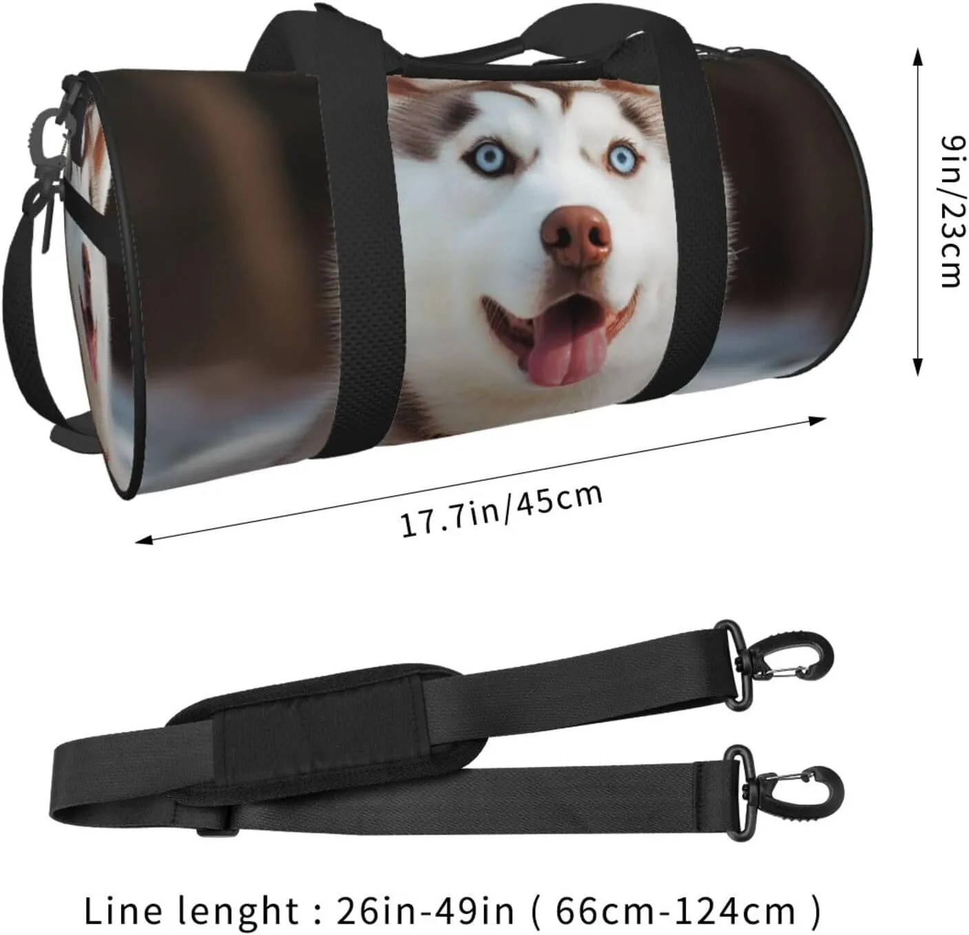 Gym Bags Small Husky Piquant Dog Duffel Bag Overnight Bag with Shoe Compartment Carryon Bag for Men Women