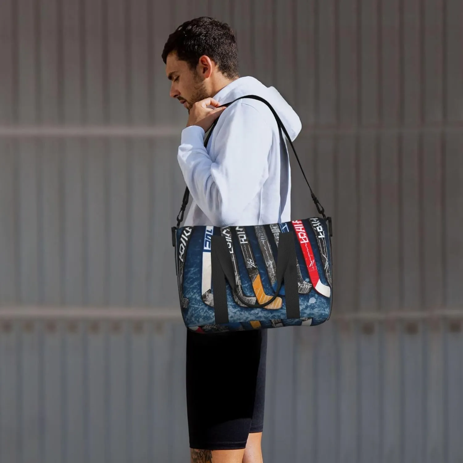 Gym Bags Small Ice Hockey Sticks Duffel Bag Overnight Bag with Shoe Compartment Carryon Bag for Men Women