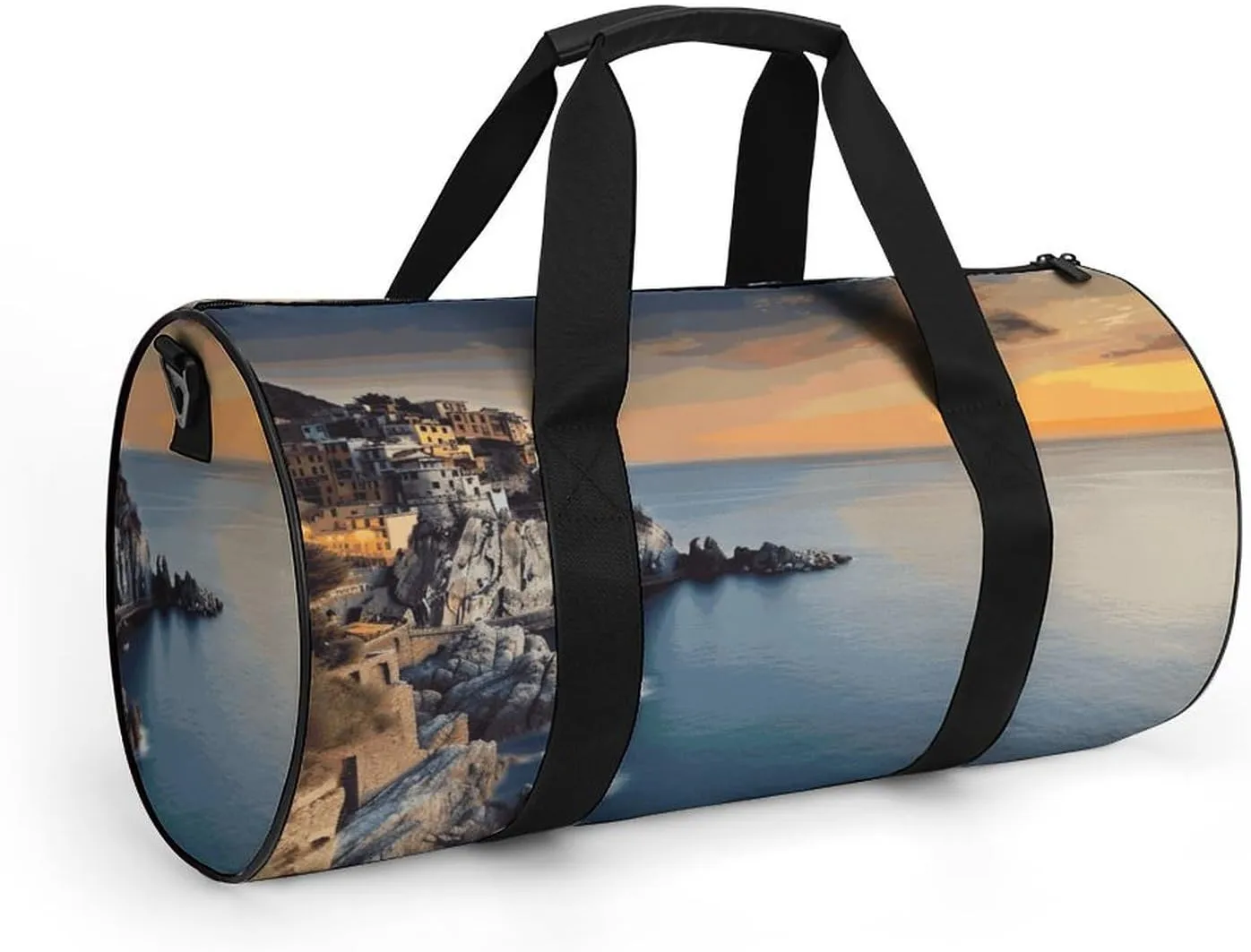Gym Bags Small Italy Sea at Sunset Duffel Bag Overnight Bag with Shoe Compartment Carryon Bag for Men Women