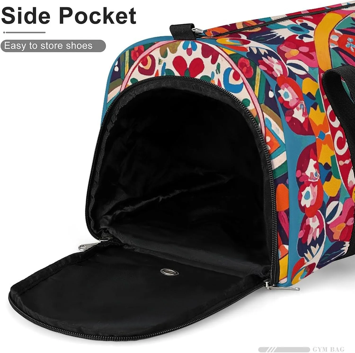 Gym Bags Small Mexican Folk Art Boho Duffel Bag Overnight Bag with Shoe Compartment Carryon Bag for Men Women