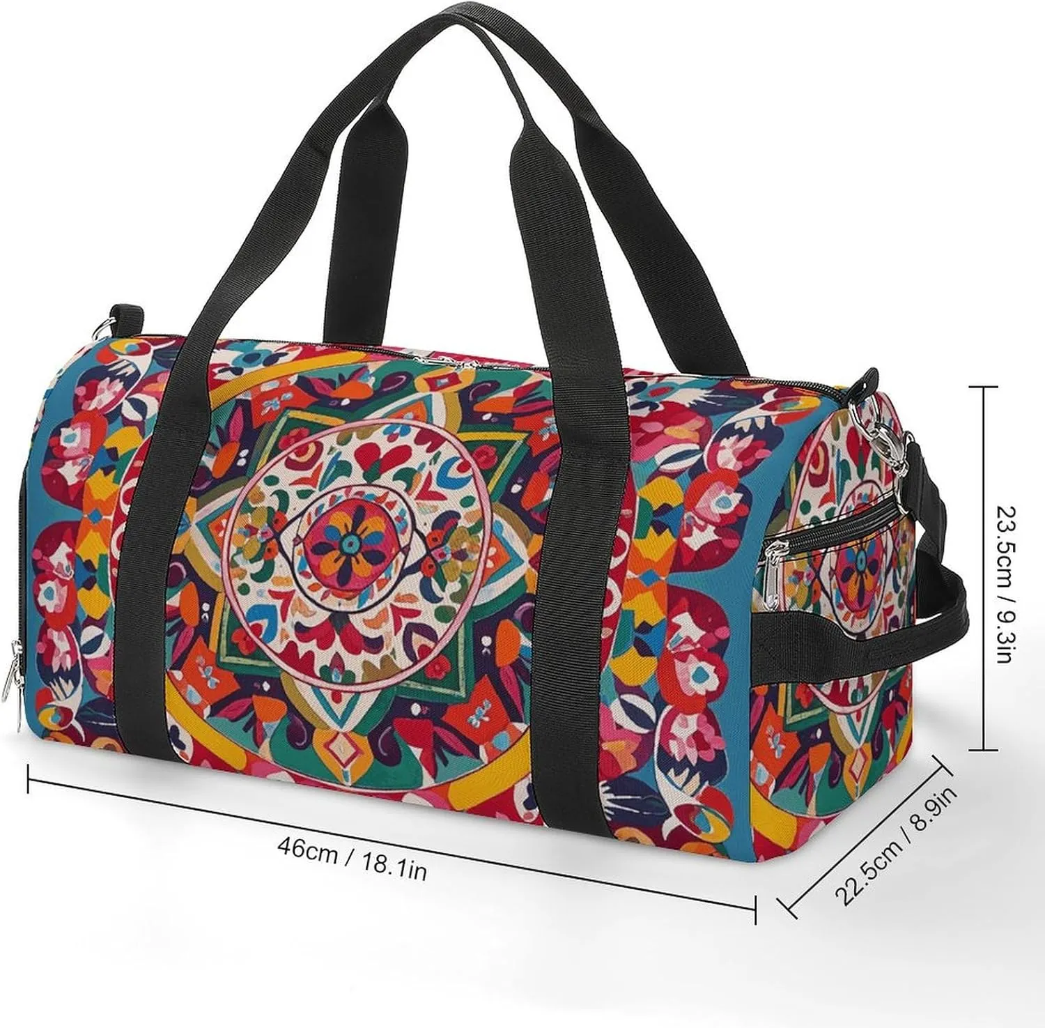 Gym Bags Small Mexican Folk Art Boho Duffel Bag Overnight Bag with Shoe Compartment Carryon Bag for Men Women